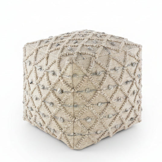 Serpentine Taupe Hand Woven Pouf