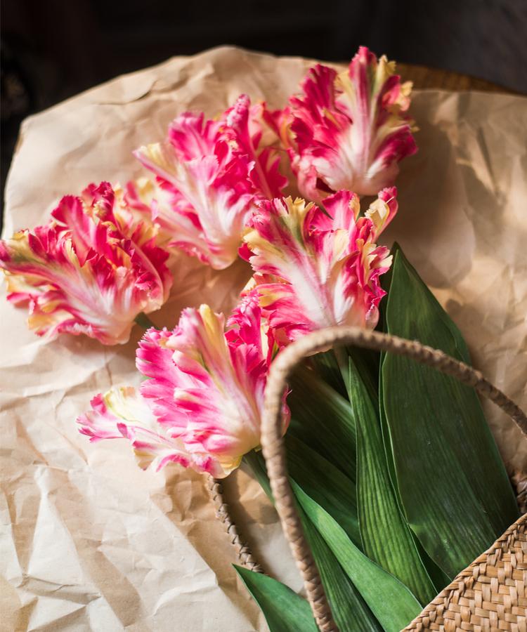 Faux Silk Flower Flame Tulip Stem - 24"