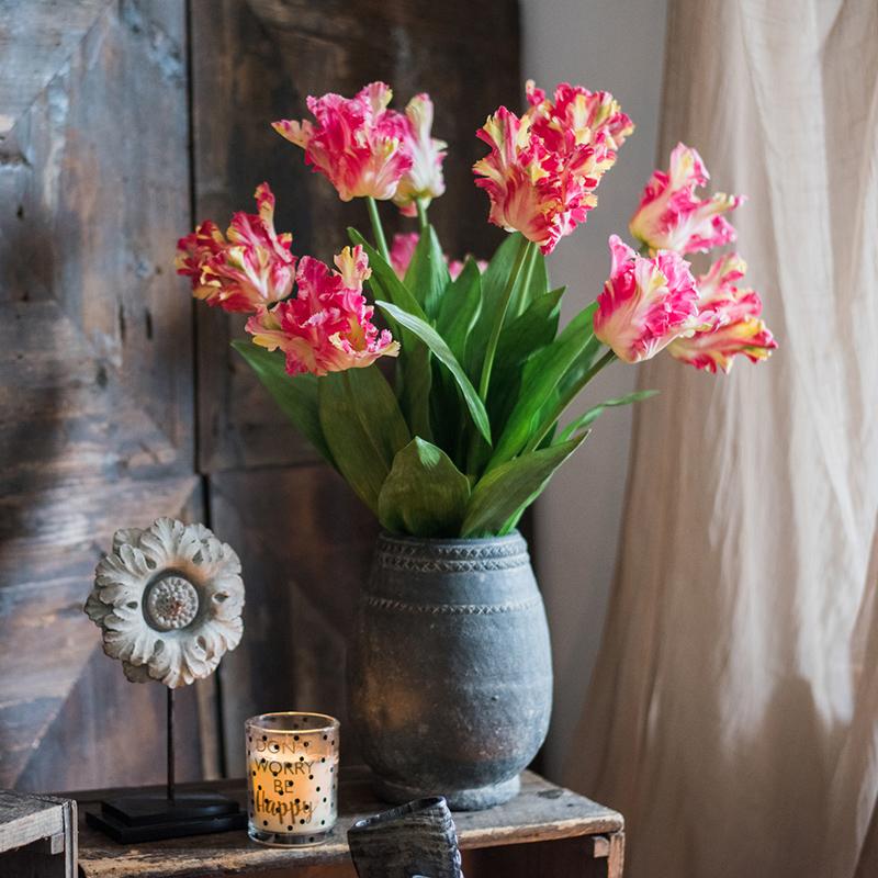 Faux Silk Flower Flame Tulip Stem - 24"