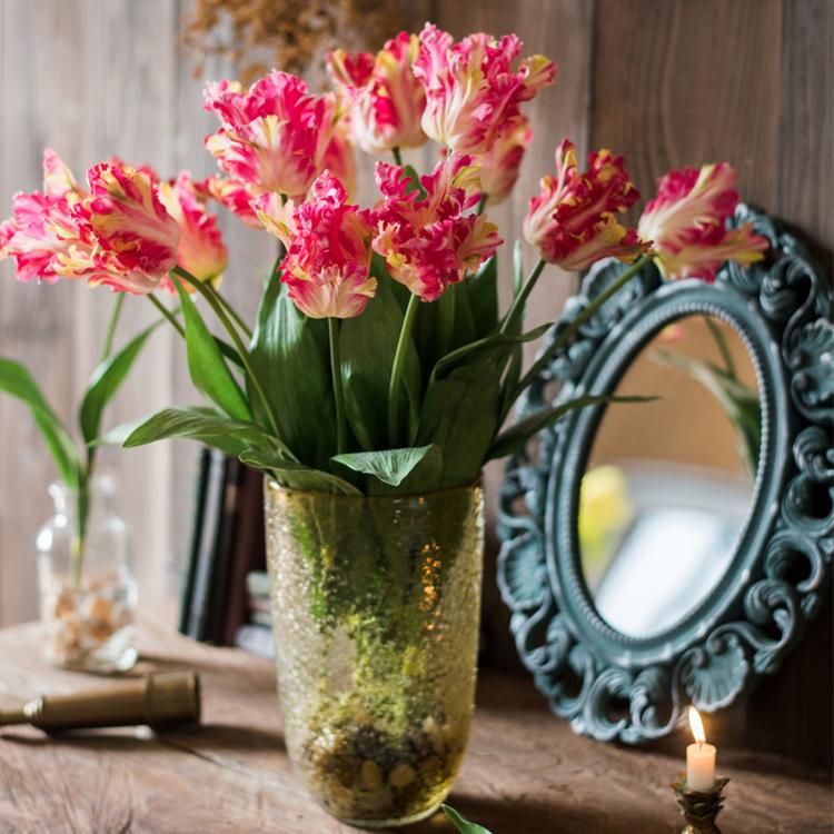 Faux Silk Flower Flame Tulip Stem - 24"