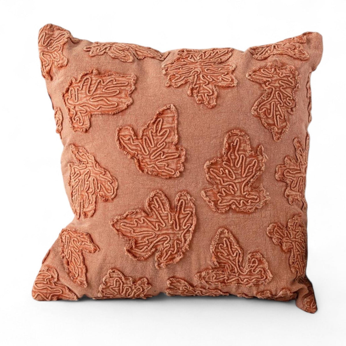 Stonewashed Leaves Throw Pillow - Rust