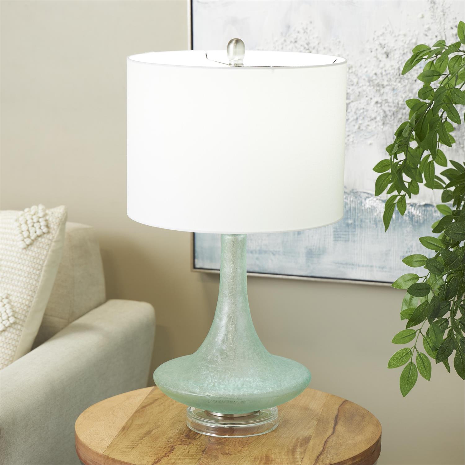 Teal Glass Table Lamp