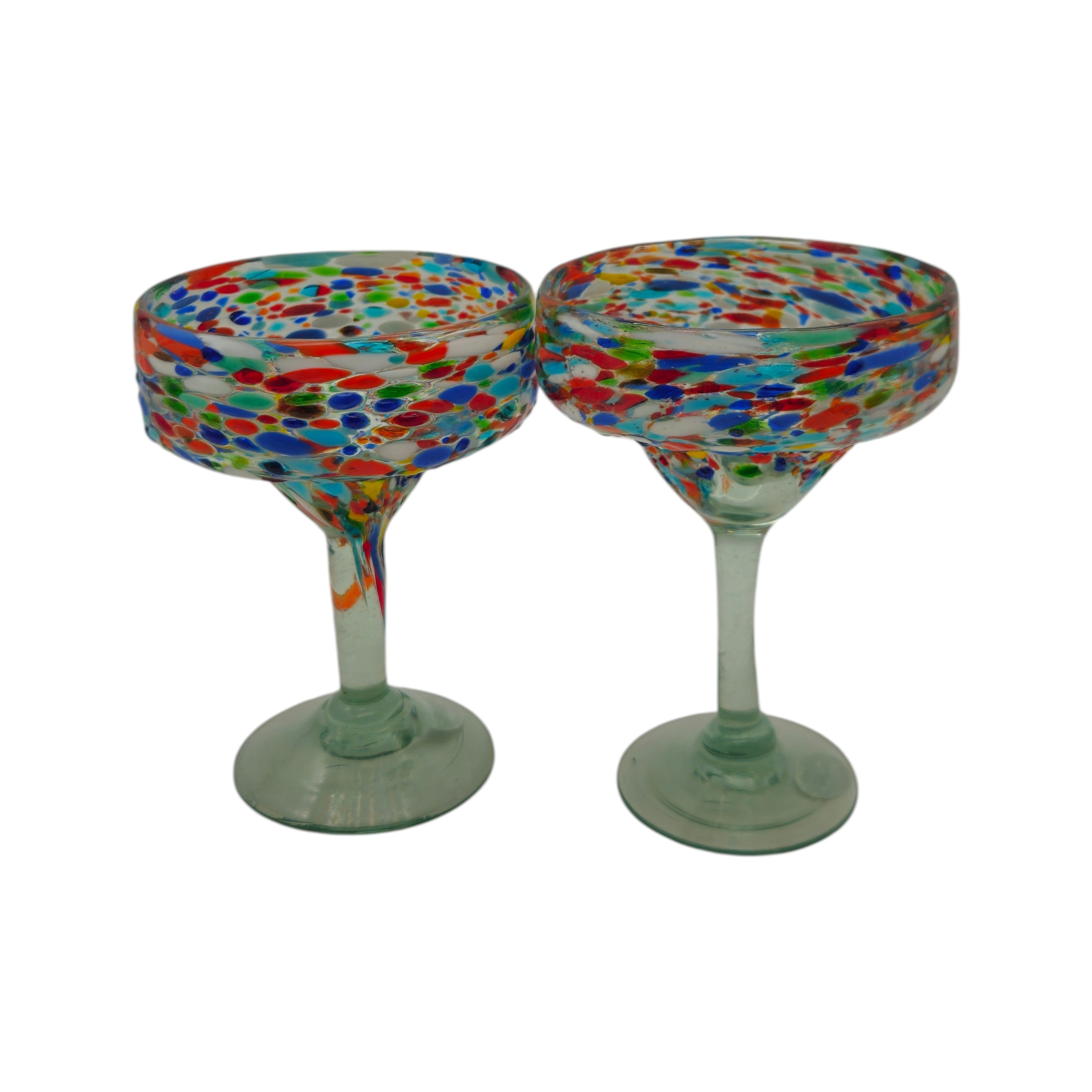 Handblown Mexican Margarita Glass | Pebbled Confetti Design