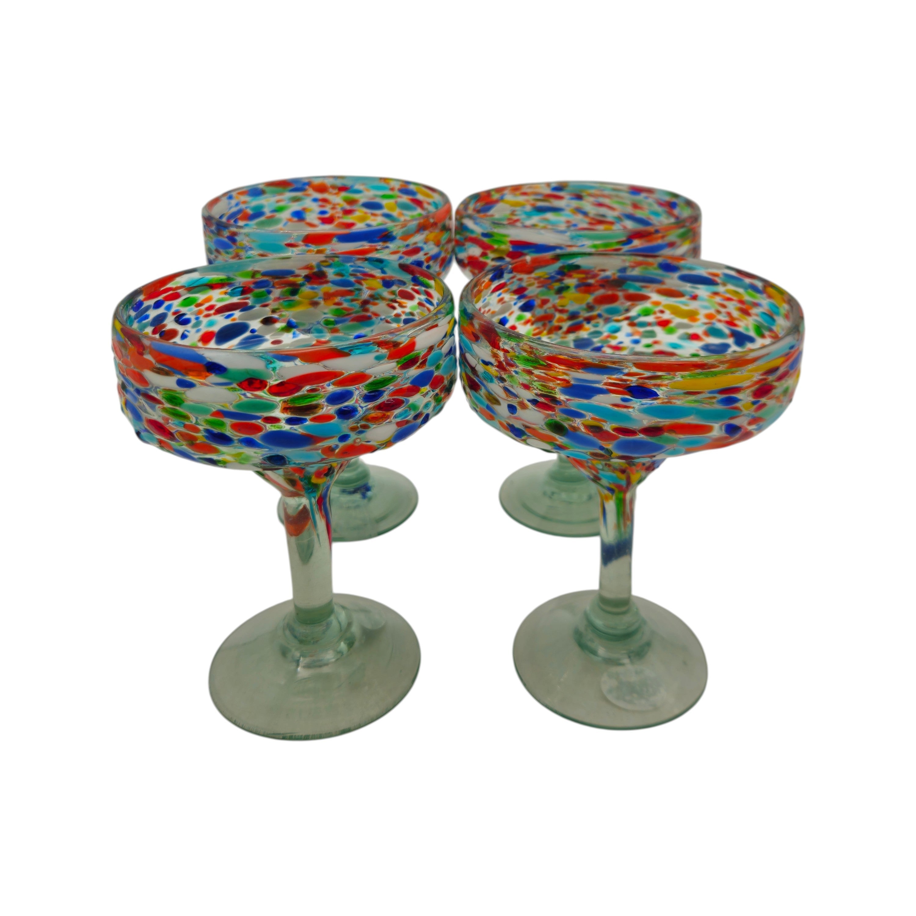 Handblown Mexican Margarita Glass | Pebbled Confetti Design
