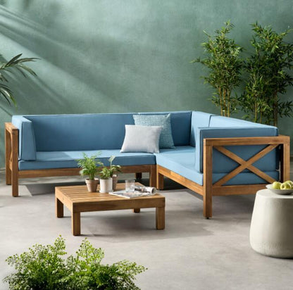 Brava 4-Piece Outdoor Modular Sofa Set in Ocean Blue