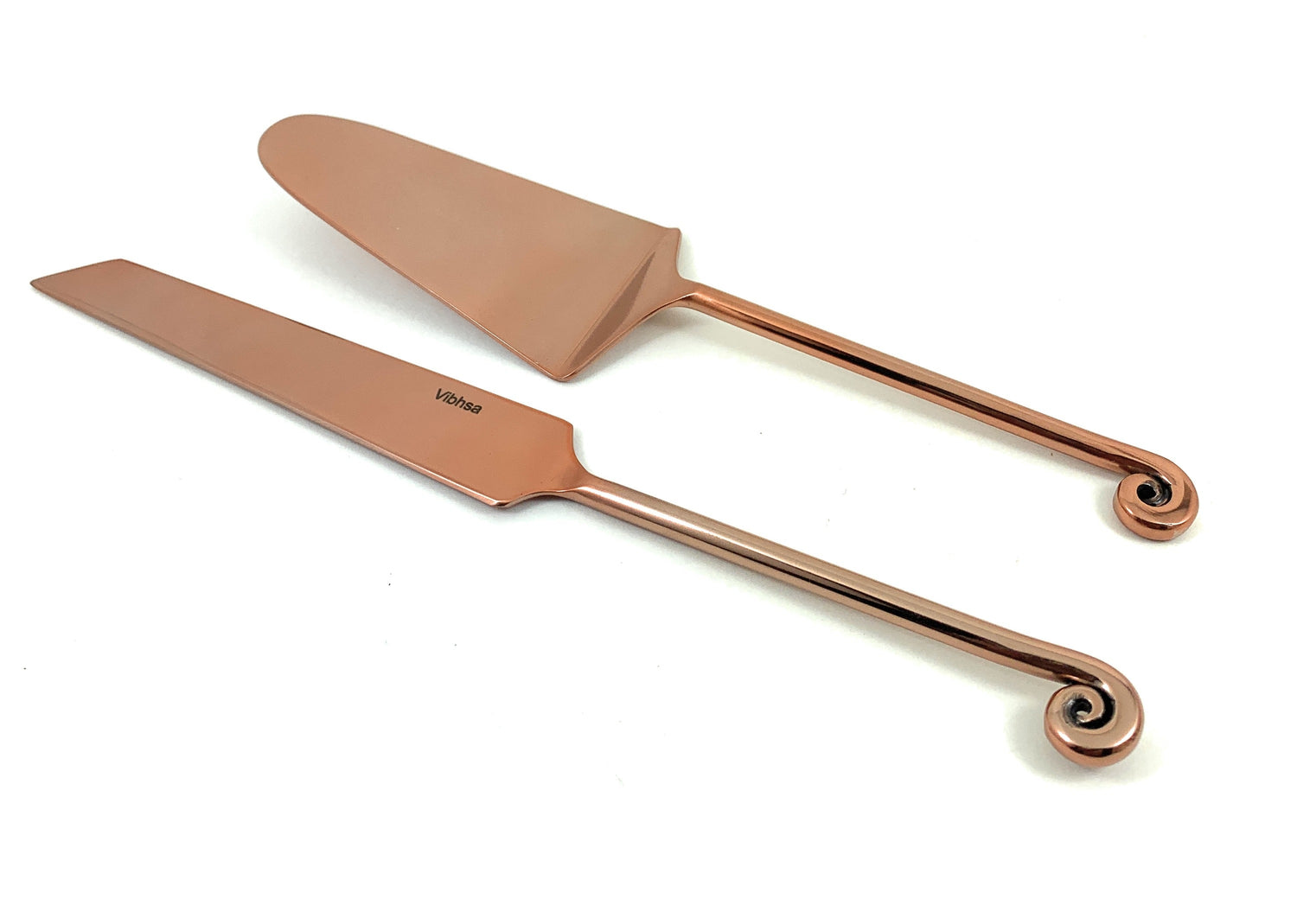 Copper Finish Cake Serving Set - 2 Pc