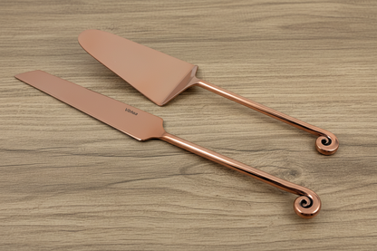 Copper Finish Cake Serving Set - 2 Pc