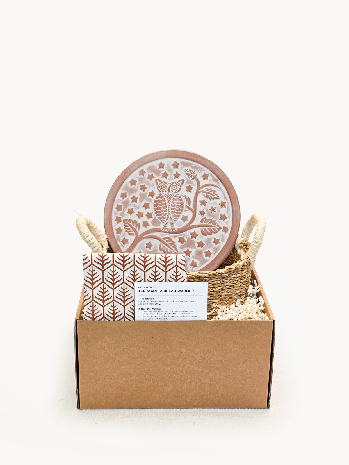 Bread Warmer &amp; Basket Gift Set with Tea Towel - Owl Round