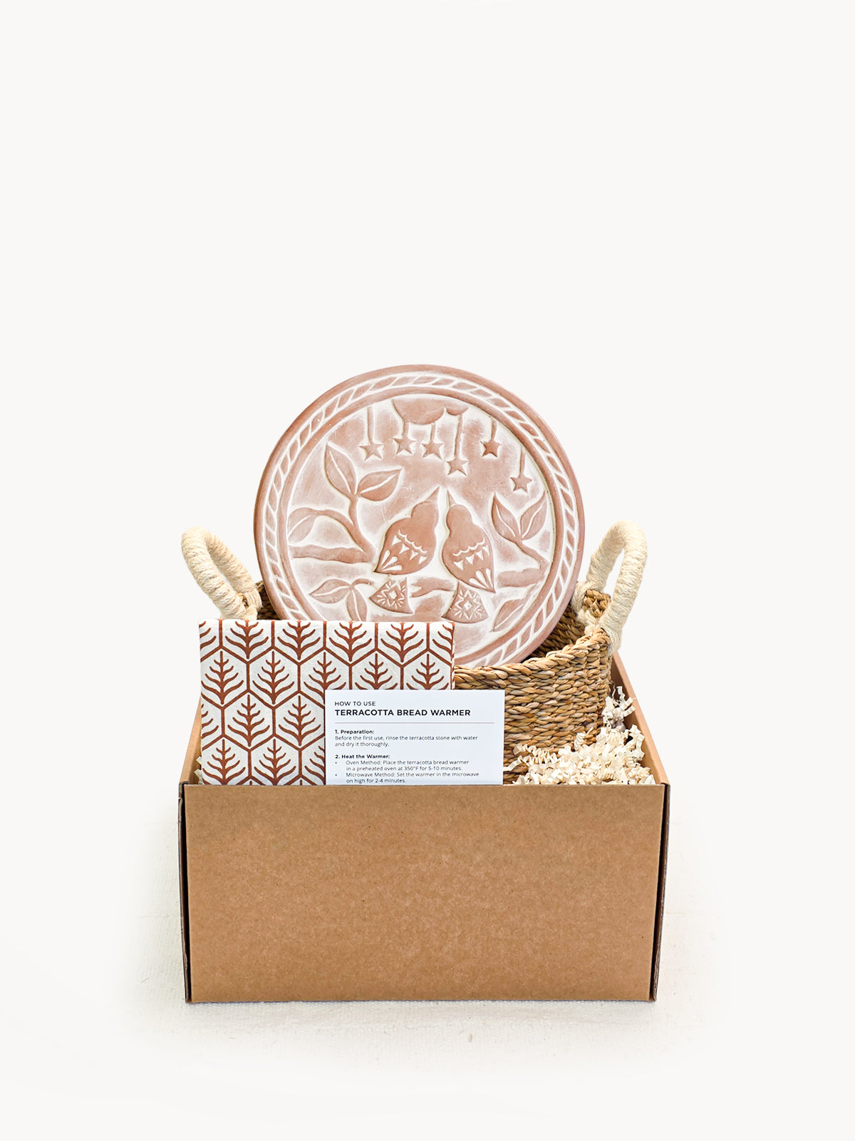 Bread Warmer &amp; Basket Gift Set with Tea Towel - Lovebird Round