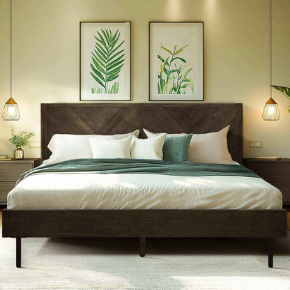 Acacia Solid Wood Bed Frame - Alander Deluxe Platform Bed