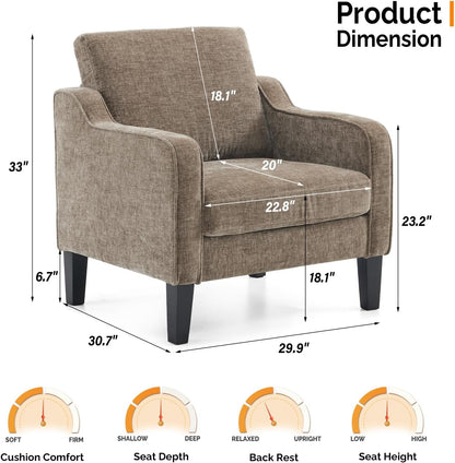 Light Brown Upholstered Accent Chairs - 2 pc Set