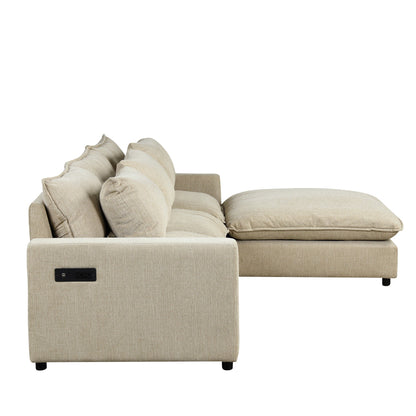 Chenille Upholstered Cloud Sofa Modular Sectional - Beige