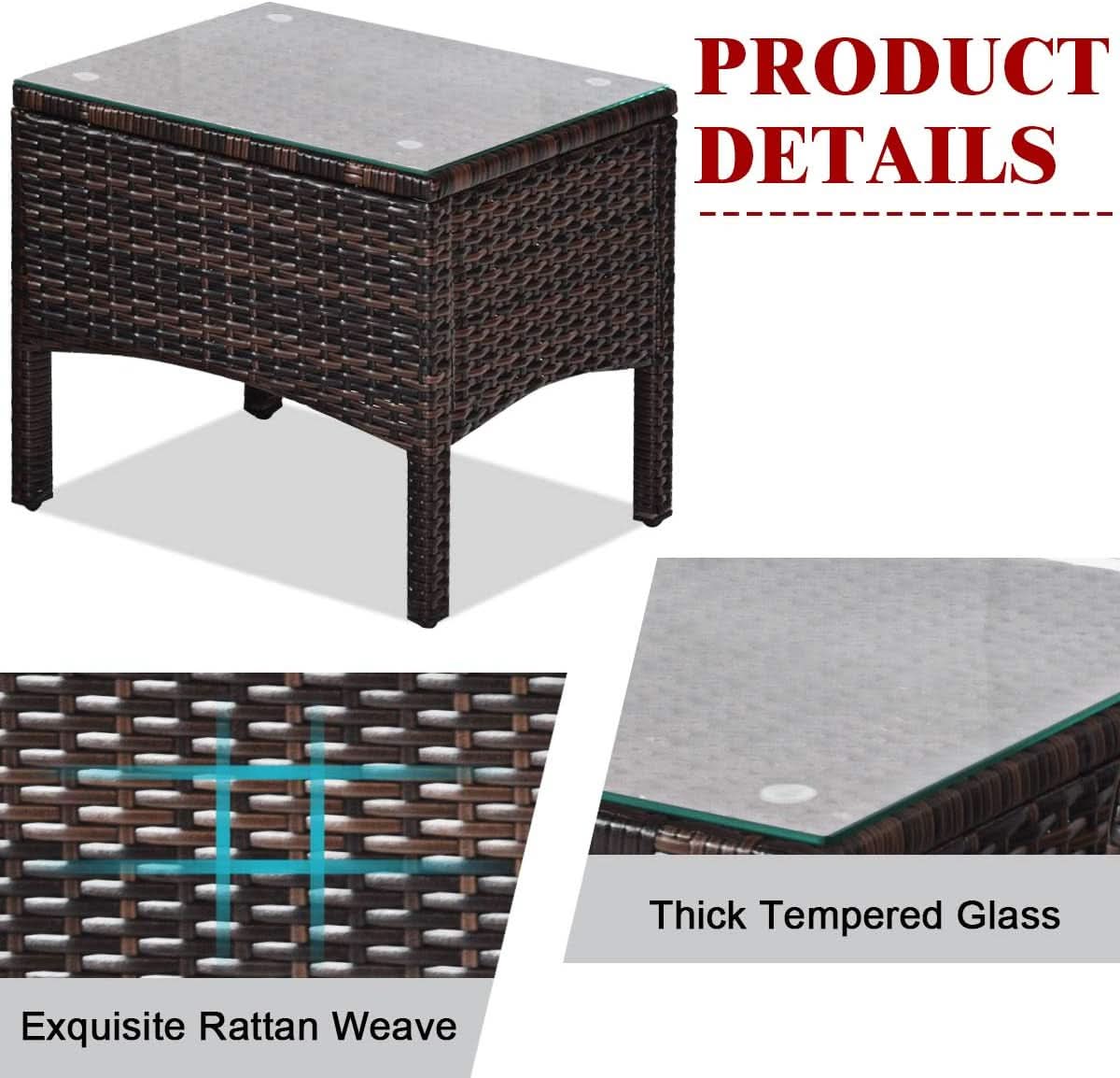 3 Piece Wicker Patio Conversation Set With Red Cushions