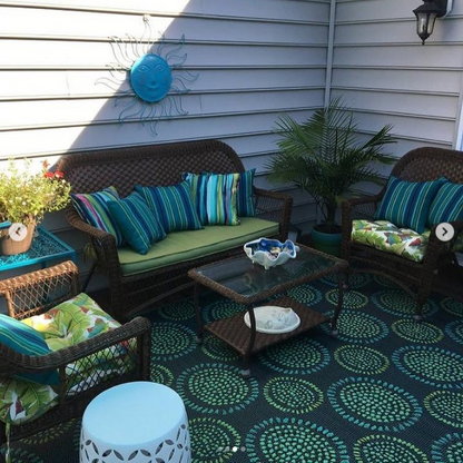 Molly Navy &amp; Aqua Outdoor Mat