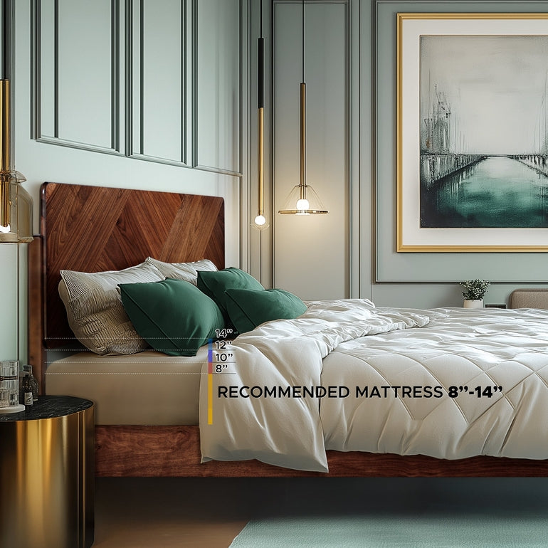 Bifrost Platform Bed Frame With Headboard in Caramel or Walnut Finish
