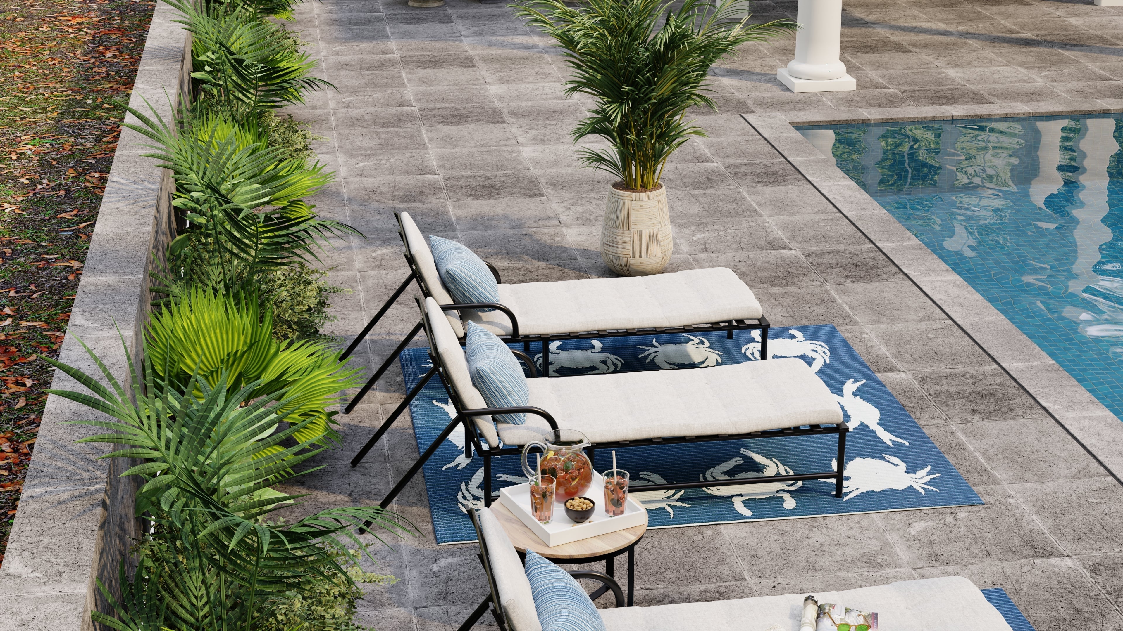 Crab Blue &amp; Teal Outdoor Mat