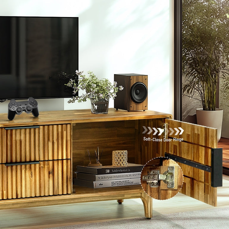 Megsu Bosk Wood Fluted TV Stand - 2 Colors