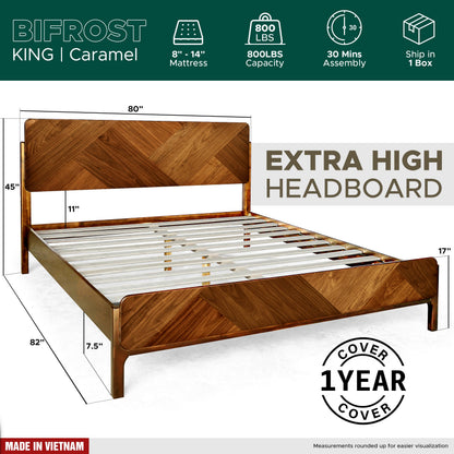 Bifrost Solid Wood Bed Frame in Walnut or Caramel