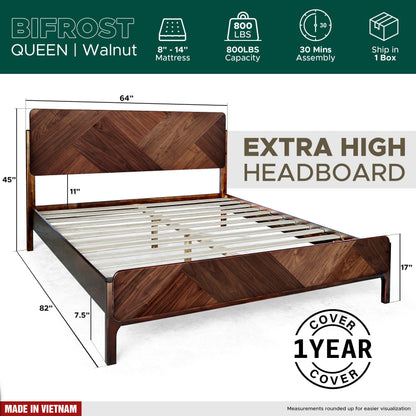 Bifrost Solid Wood Bed Frame in Walnut or Caramel
