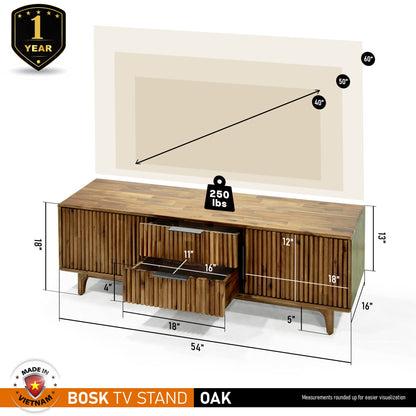 Megsu Bosk Wood Fluted TV Stand - 2 Colors
