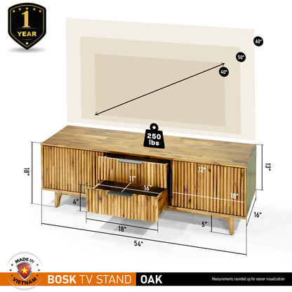Megsu Bosk Wood Fluted TV Stand - 2 Colors