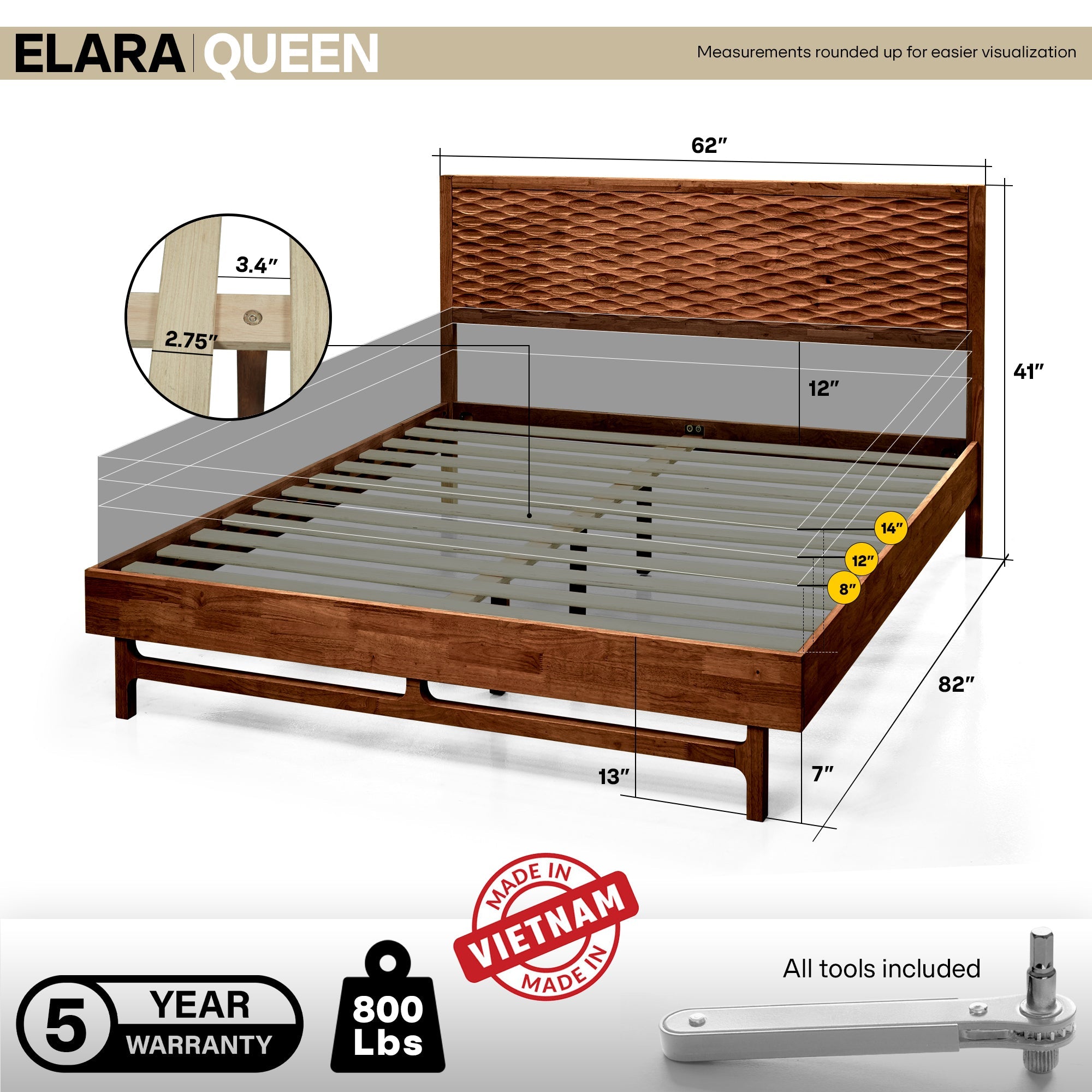 Acacia Elara Platform Bed Frame - 3 Finishes