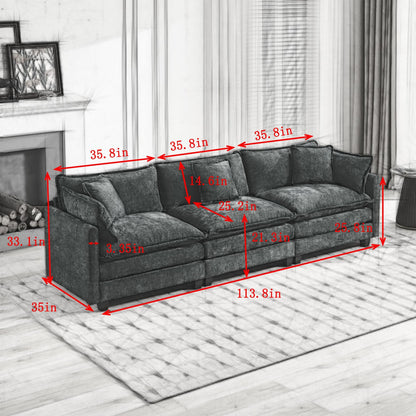 Cloud 3 Seat Sofa in Beige Chenille