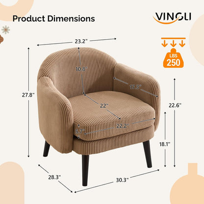 Corduroy Barrel Chair in Khaki