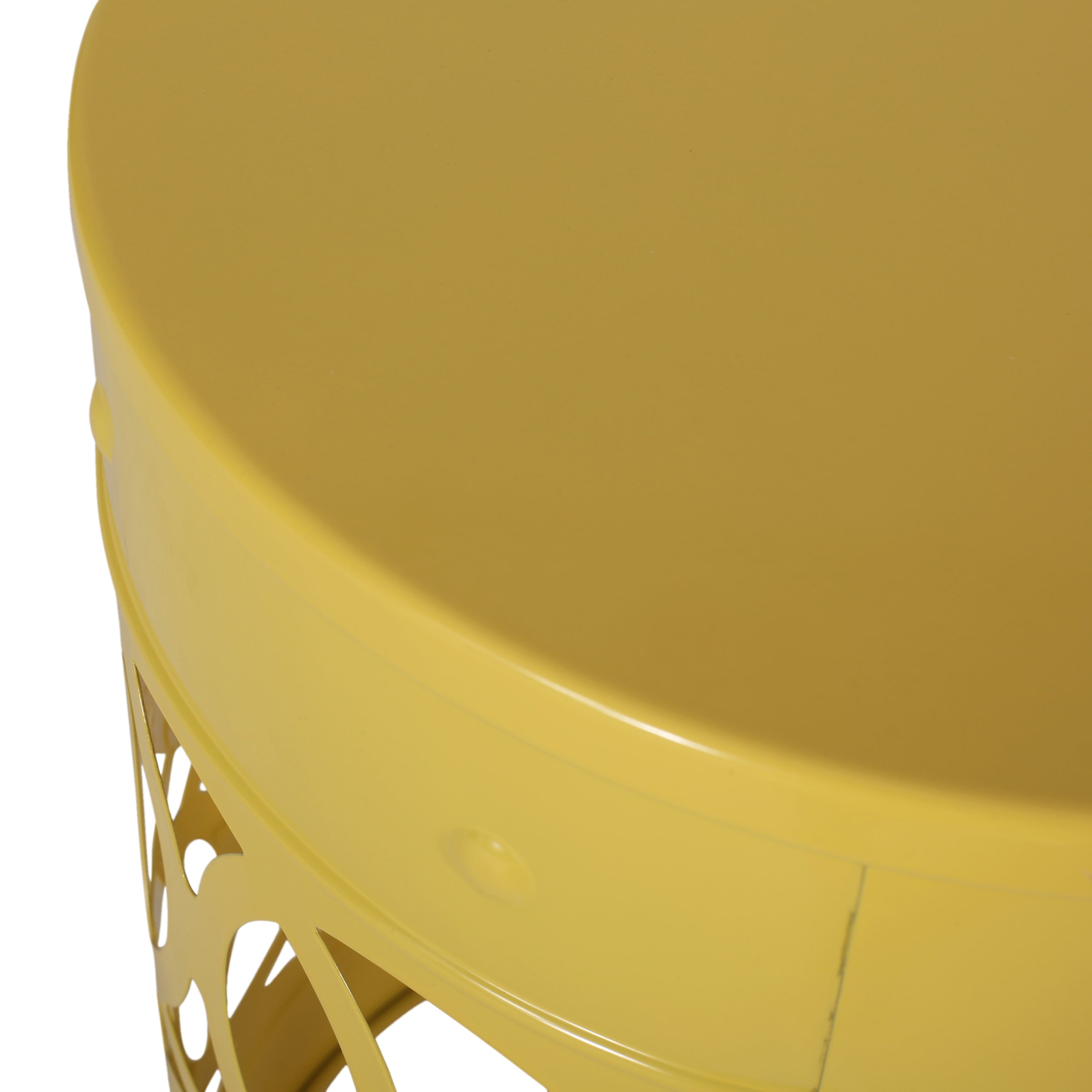 Set of 2 Outdoor Metal Accent Tables - Yellow