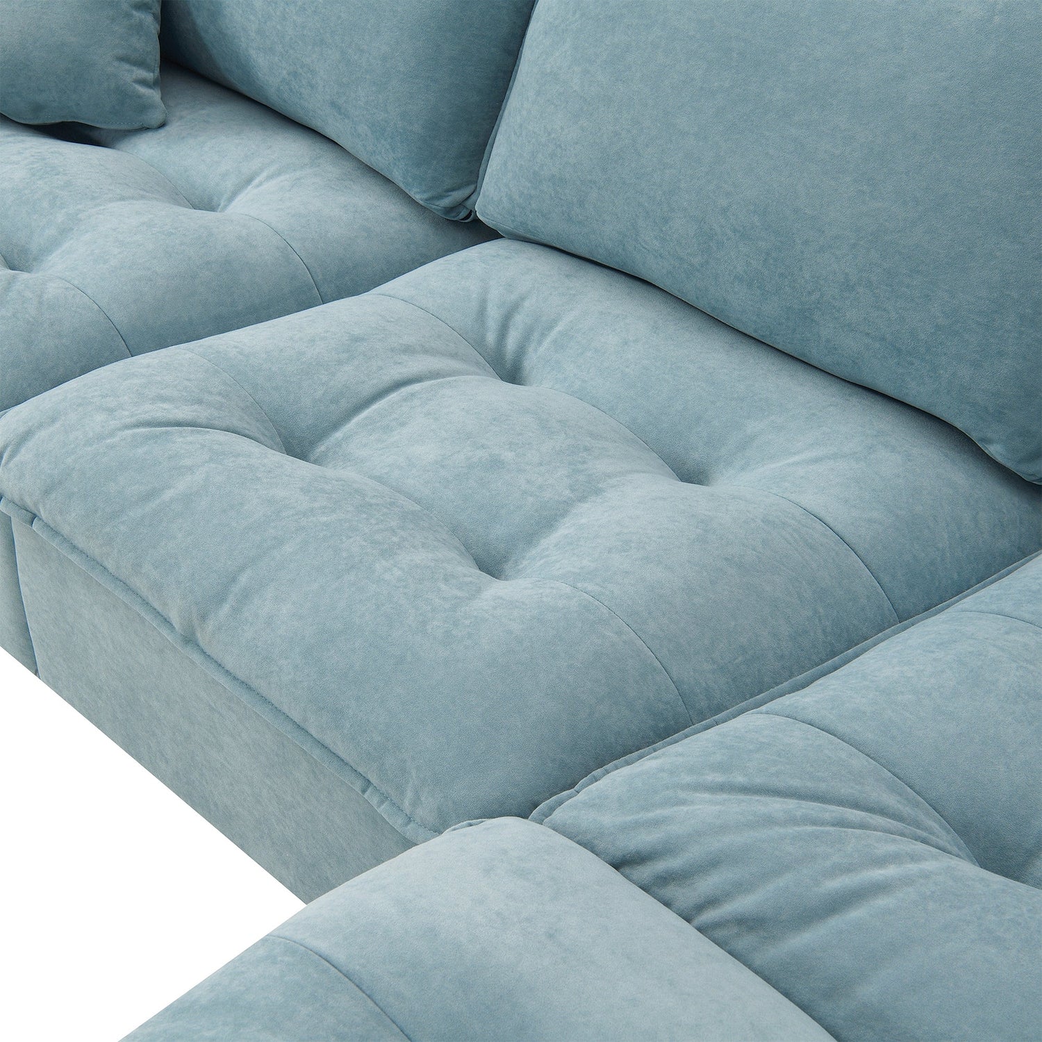Modern Reversible Sofa Sectional in Sky Blue
