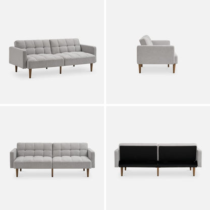Light Gray Fabric Futon Sofa Bed