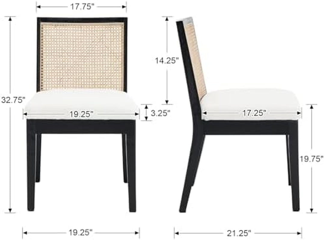 Black Rattan Sherpa Upholstered Dining Chairs - 4 pc Set