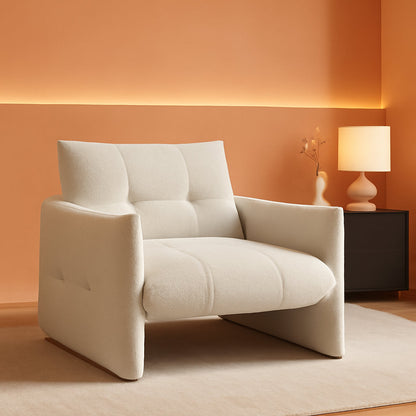 33.9 Inch Sherpa Fabric Upholstered Accent Armchair in Cream