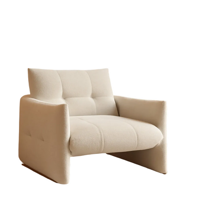 33.9 Inch Sherpa Fabric Upholstered Accent Armchair in Cream