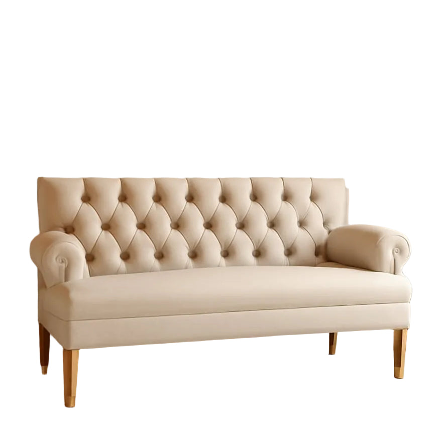 Chesterfield Tufted Loveseat Sofa in Warm Beige