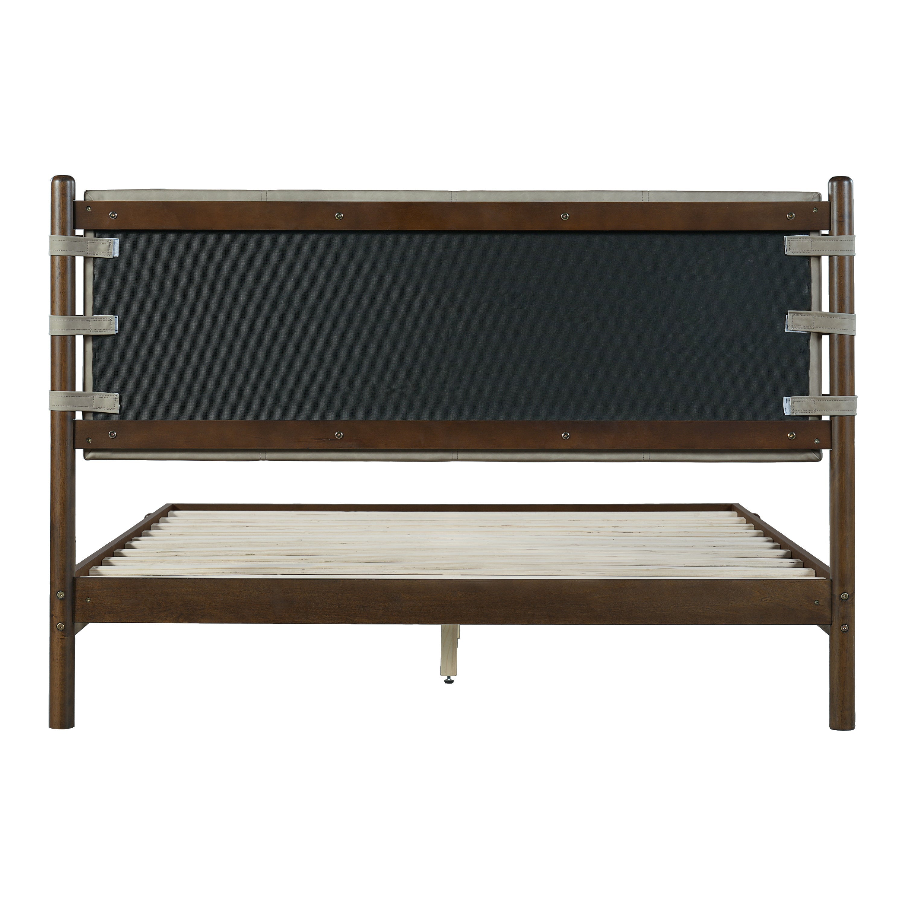 Modern Queen Bed Frame Set with 2 Nightstands - Gray/Walnut