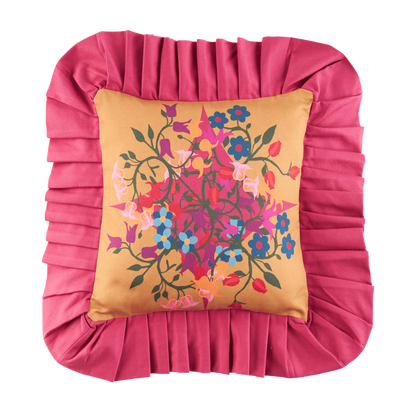 Ruffled Pillow Cover Blumen Orange