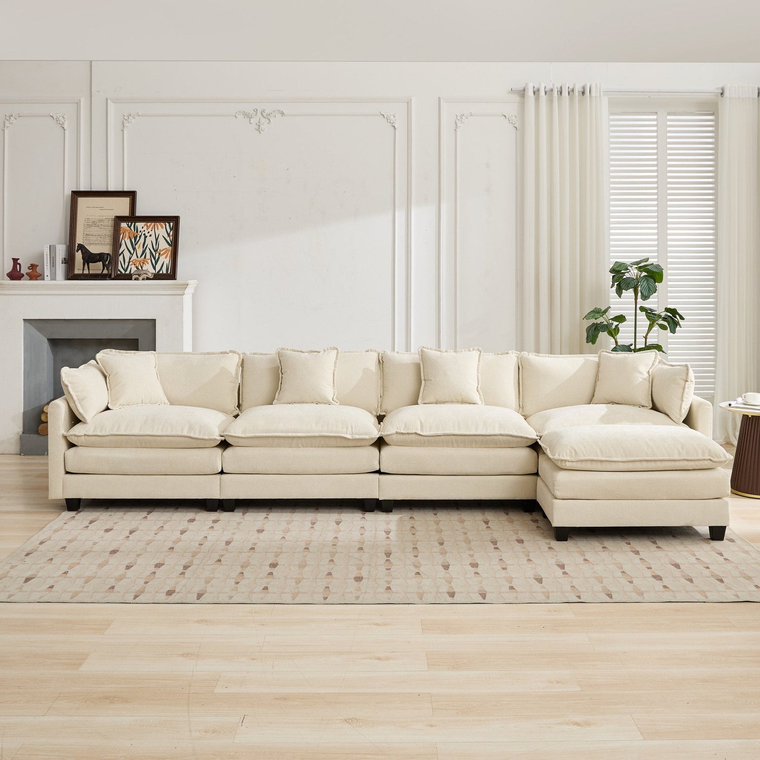 Cloud 4 Seat Sofa with Chenille Fabric in Beige
