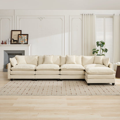 Cloud 4 Seat Sofa with Chenille Fabric in Beige
