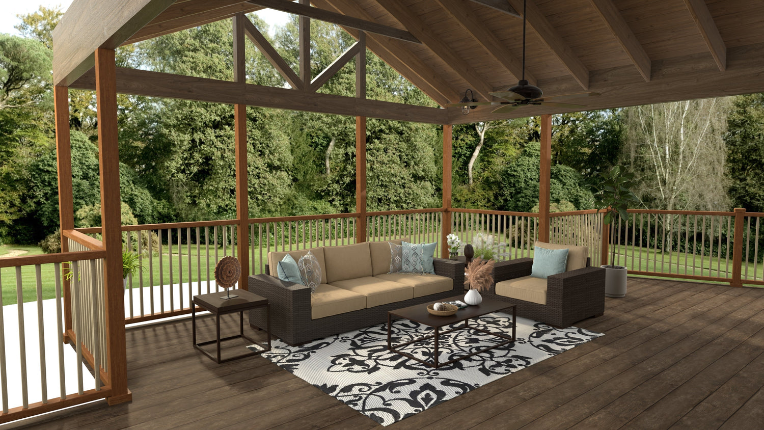 New Wrought Iron Black &amp; White Reversible Outdoor Mat