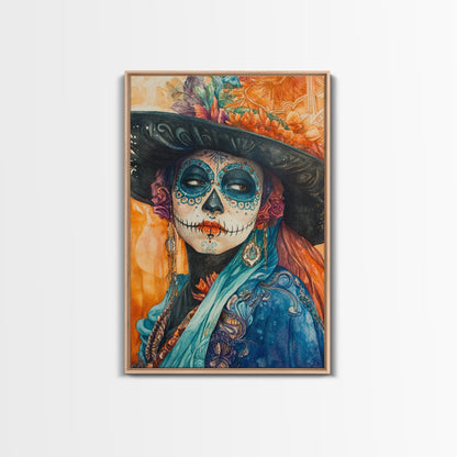 Dia De Los Muertos Framed Canvas Wall Art