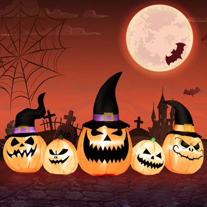 8 Ft Inflatable Pumpkin Family - Waterproof Halloween Yard Decoration with LED Lights