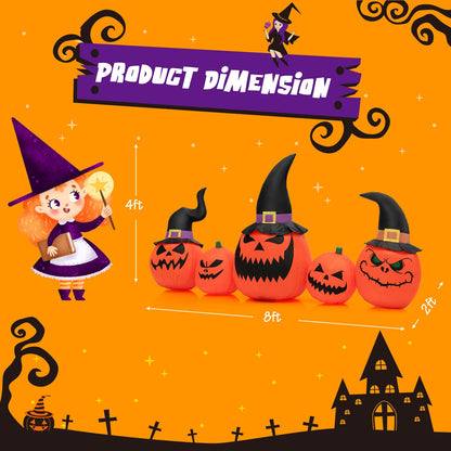8 Ft Inflatable Pumpkin Family - Waterproof Halloween Yard Decoration with LED Lights