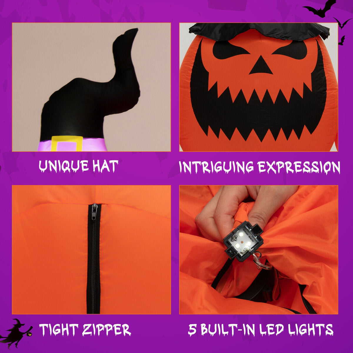 8 Ft Inflatable Pumpkin Family - Waterproof Halloween Yard Decoration with LED Lights