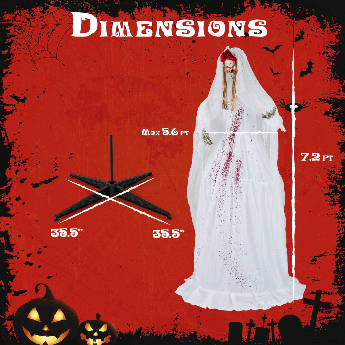 Haunted Animatronic Standing Bride - 7.2 FT Halloween Decoration