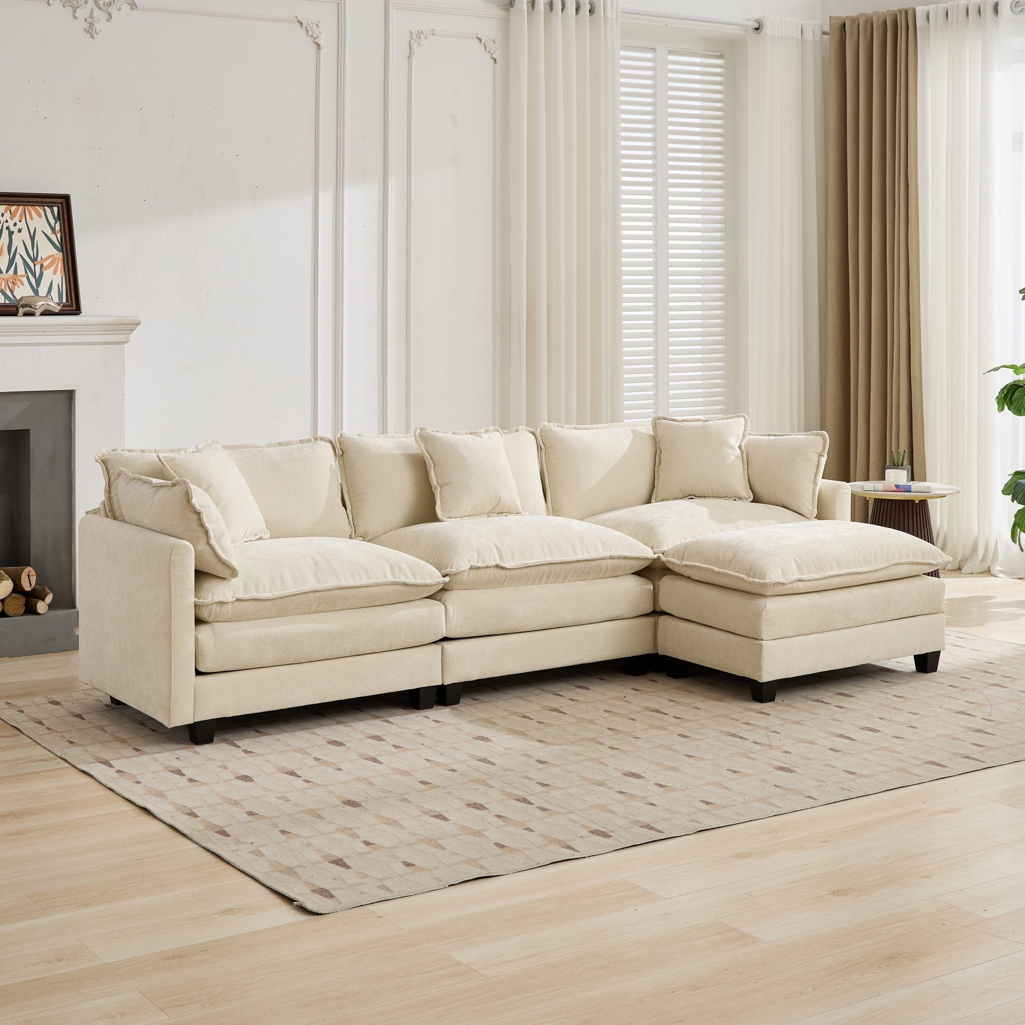 Cloud 3 Seat Sofa in Beige Chenille