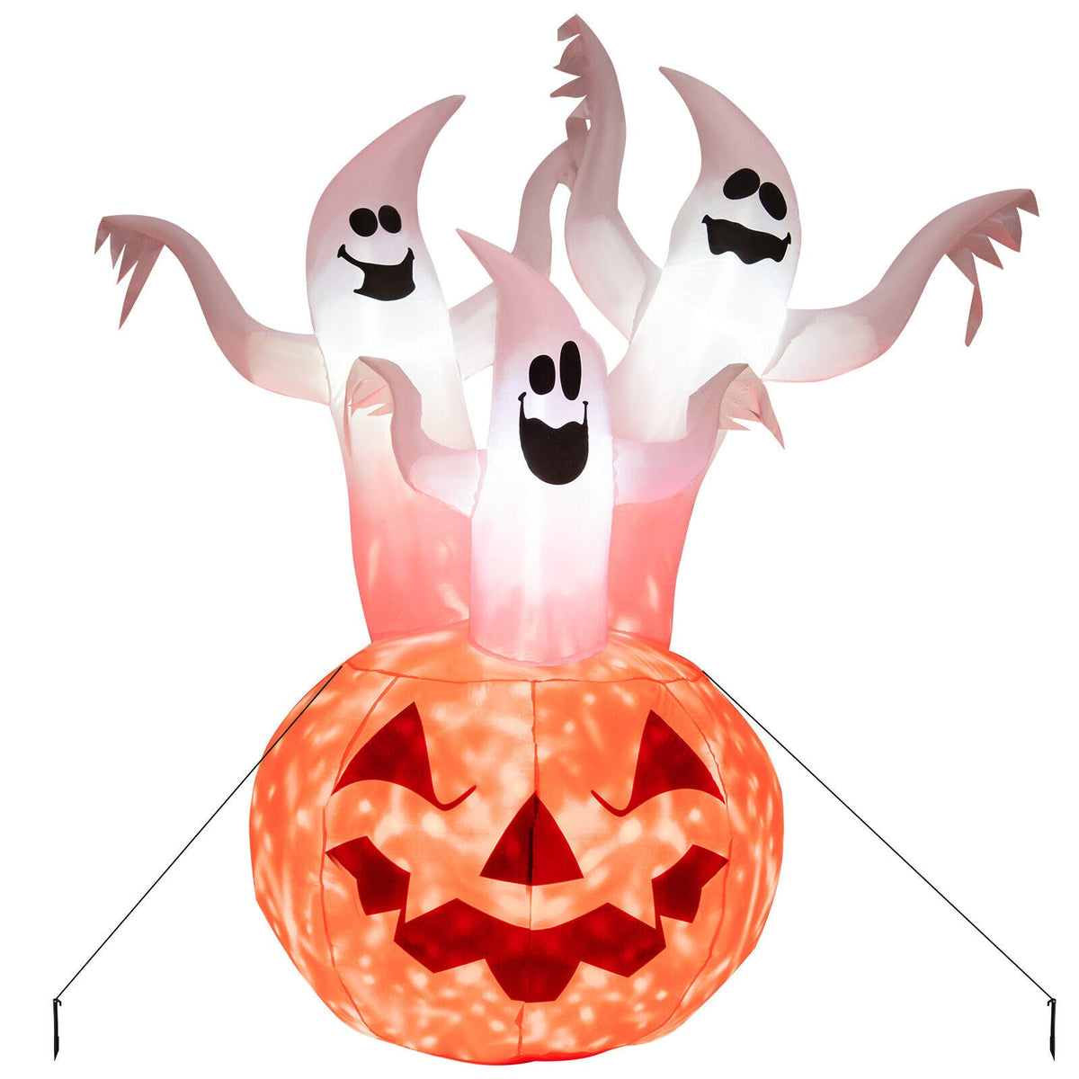 6 Ft Inflatable Halloween Ghosts with Pumpkin - Yard Decor