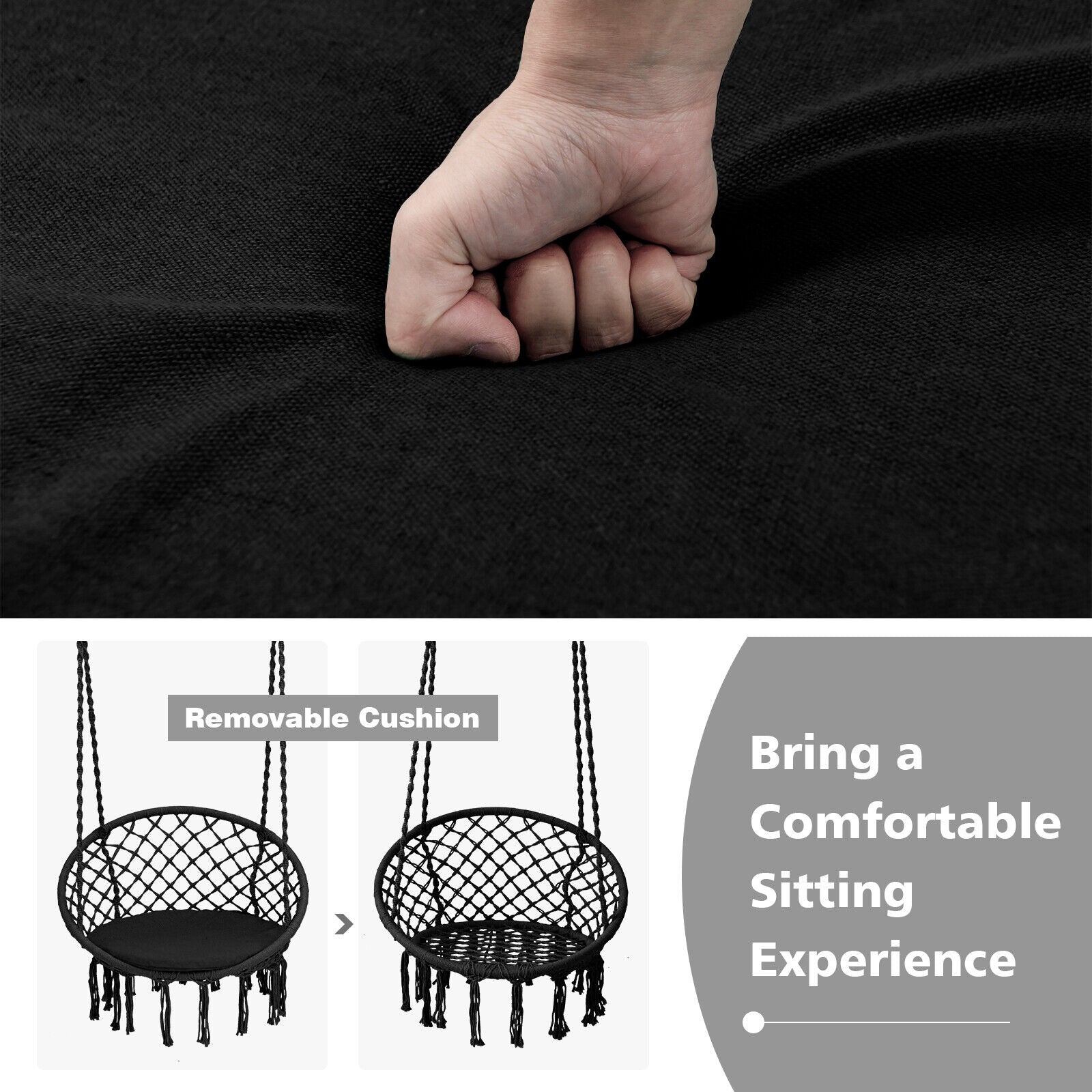 Cushioned Hammock Chair with Hanging Kit