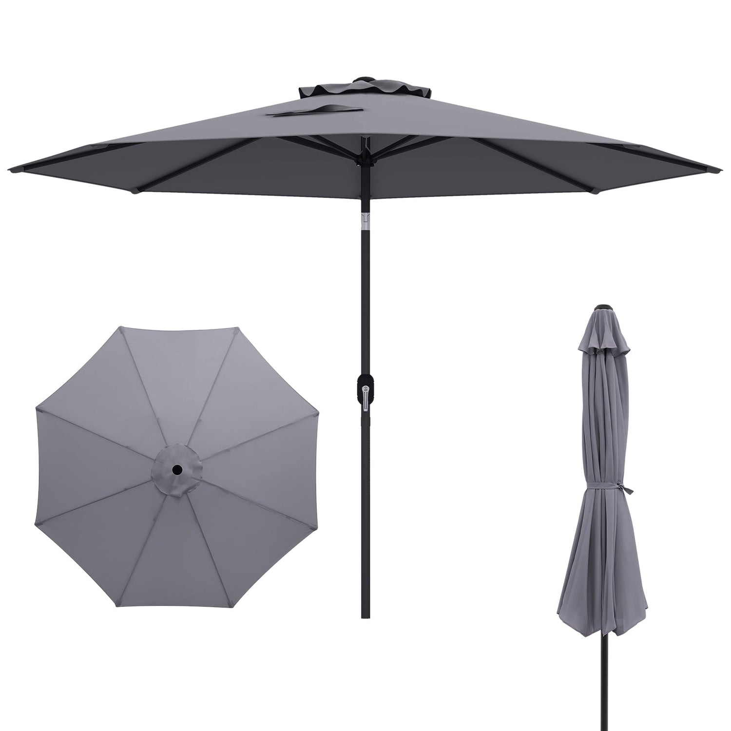 10 Ft Outdoor Patio Umbrella with Tilt and Crank - 7 Colors