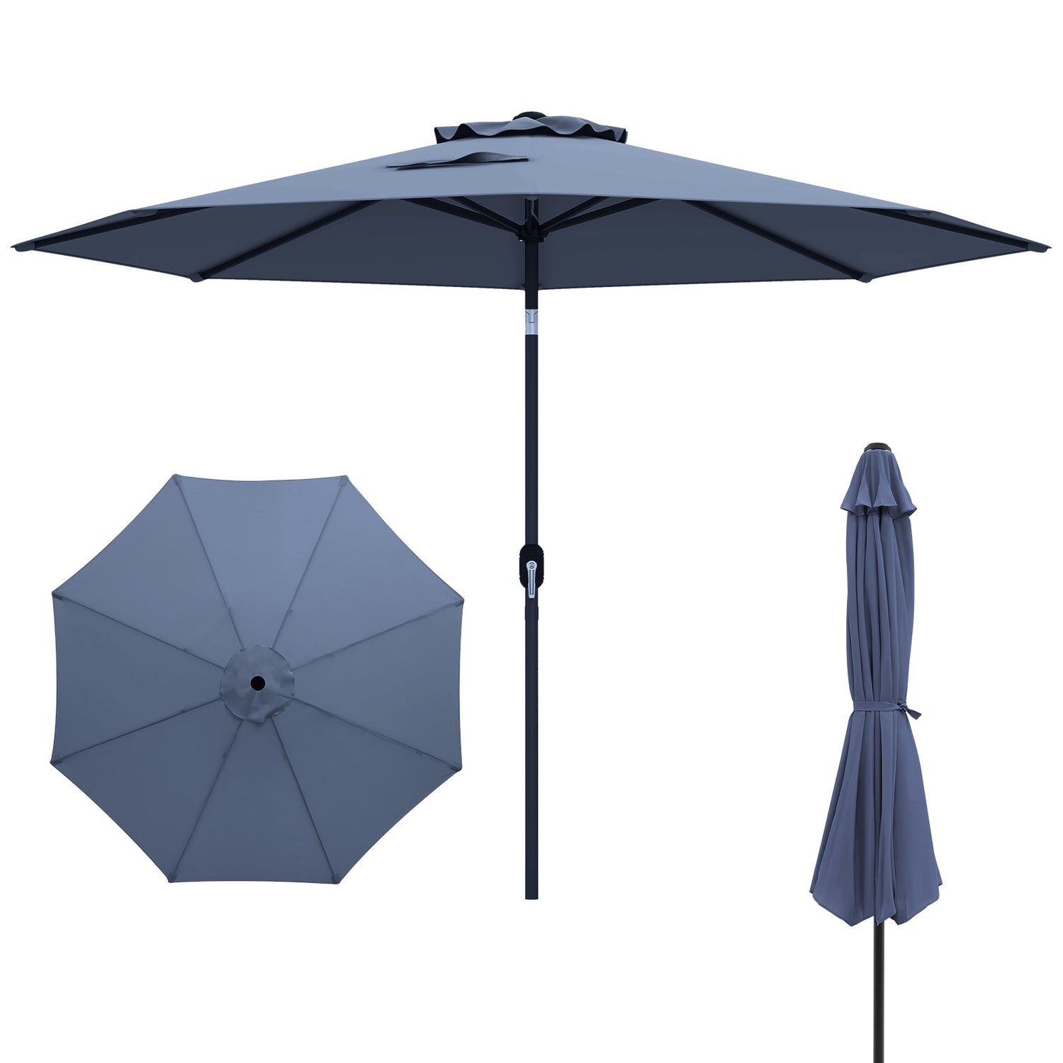 10 Ft Outdoor Patio Umbrella with Tilt and Crank - 7 Colors